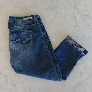 Express Zelda Jean Legging Medium Wash Capri - 6